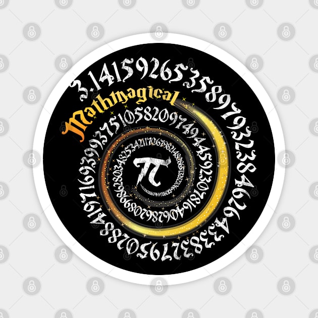 Mathmagical Spiral Pi Wizard Spell Math Geek 3.14 Pi Day Gift Magnet by andzoo